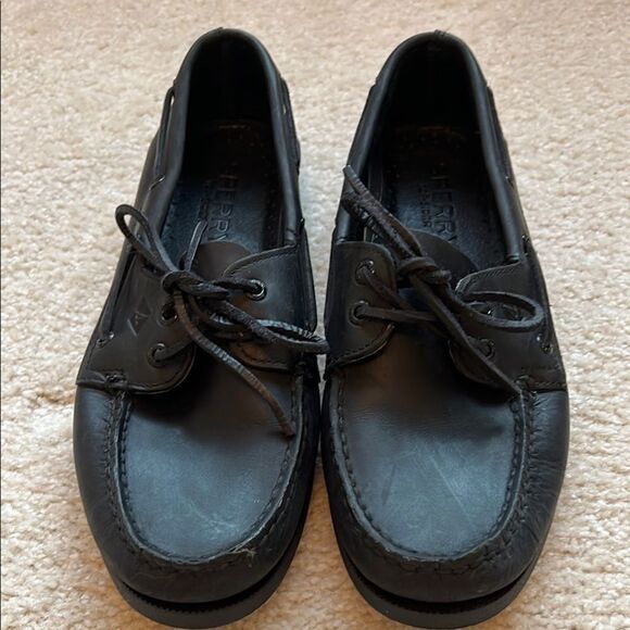 Men’s Sperry Top Sider size 10 black 2 eye boat shoes. - Picture 1 of 7